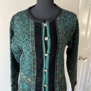 Dale of Norway Vintage Rare Emrald Green and Black Cardigan